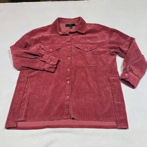 Forever 21 Pink Corduroy Button Up Shacket Women's Oversized Long Sleeve Small